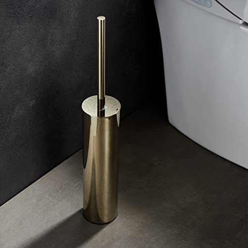Freestanding Luxury Toilet Brush 304 Stainless Steel Toilet Brush and Holder 19-Inches Tall Round Rust Resistant Anti-Odor and Easy to Clean with Polished Gold Finished - color: 19-inch Round High Polished Gold