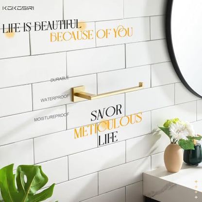 KOKOSIRI Bathroom Towel Bar Wall Mount Hand Towel Holder Hanger for Bathroom Storage and Organization Wall Mount, Brushed Gold Stainless Steel B3006BG - color: Gold