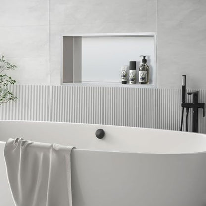24x12x4 Inch Brushed Nickel Shower Niche, No Tile Needed Recessed Wall Niche for Bathroom Storage, Stainless Steel Shower Shelf Insert Tile Ready, Brushed Nickel Shower Shelves - size: 24x12" - Brushed Nickel