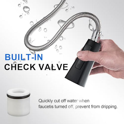 Square Kitchen Faucet Head Replacement Part, G1/2 (13/16" Male Thread) Pull Down Pull Out Sink Sprayer Nozzle, 3-Mode Stream Spray Pause Commercial Utility Tap Spout Only,Matte Black - color: Dual Button Spray Head - Matte Black