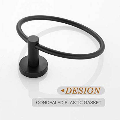 Matte Black Towel Ring | Hand Towel Holder for Bathroom Wall Mounted, Durable 304 Stainless Steel, Modern Style - color: Matte Black