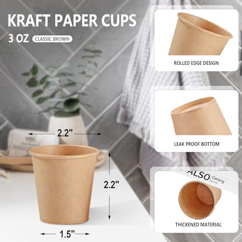 SIUQ 1200 Pack 3 oz Kraft Paper Cups, Disposable Bathroom Cups | Mini Mouthwash Cups, Hot/Cold Beverage Drinking Cup for Gargle Espresso Juice Medicine (Brown) - style: 3oz-1200pack