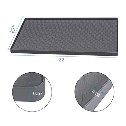 Under Sink Mat 22 x 22, Silicone Under Sink Liner for Kitchen Waterproof Bathroom Cabinet Mat, Grey - color: Gray, size: 22"W x 22"L