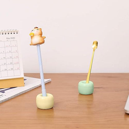 Mini Ceramics Toothbrush Holder Stand for Bathroom Vanity Countertop, Handmade Couple Toothbrush Head Holder, Shaver Holder and Office Pen Holder, Yellow&Green, Pack of 2 - color: Yellow&green