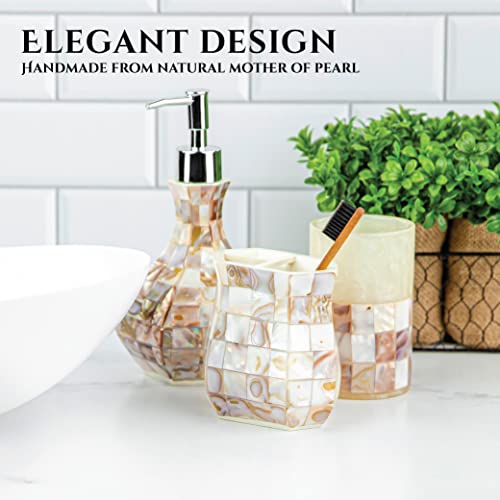 Milano Hand Soap Dispenser for Bathroom | Decorative Countertop Lotion Dispenser Finished in Beautiful Mother of Pearl, with Durable Pump for Elegant Bathroom Decor - style: Soap Dispenser