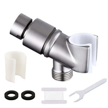 All Metal Handheld Shower Head Holder, Adjustable Shower Wand Holder with Brass Pivot Ball，Shower Arm Holder Mount for Connecting Shower Arm and Shower Hose, BRUSHED NICKEL - color: Handheld-brushed nickel