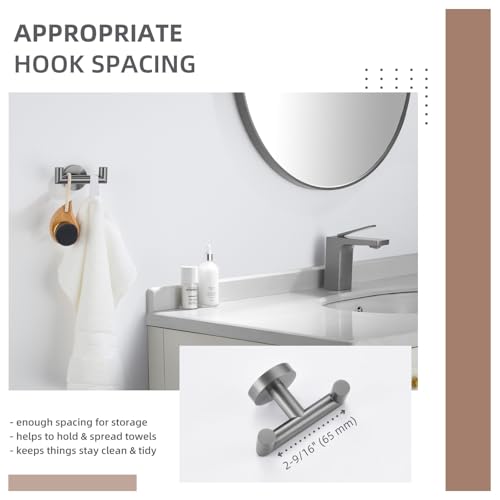 Angle Simple Double Towel Hook, SUS304 Stainless Steel Bathroom Robe Hook for Wall, Hand Towel Holder, Gunmetal Gray - color: Gunmetal Gray, size: 1 Pack