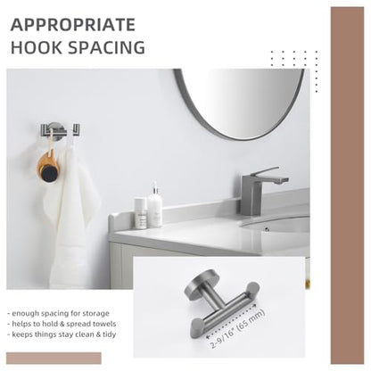 Angle Simple Double Towel Hook, SUS304 Stainless Steel Bathroom Robe Hook for Wall, Hand Towel Holder, Gunmetal Gray - color: Gunmetal Gray, size: 1 Pack