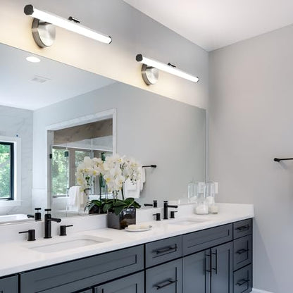 KAISITE Bathroom Light Fixture Over Mirror 22IN Brushed Nickel Vanity Lighting Fixture Dimmable LED Vanity Light Rotatable Modern Bathroom Light Bar 18W 3000K - color: Brushed Nickel, size: 22 Inch