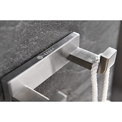 Bagno Bianca Stainless Steel Double Robe Hook in Brushed Nickel - color: Brushed Nickel