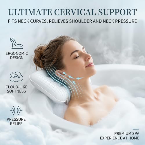 Bubble Bath Massager Mat with 6-Level Adjustment & Remote Control | Upgraded anti-slip suction cup，Inflatable pillow，Portable storage，Relieve muscle soreness and fatigue - color: Pink