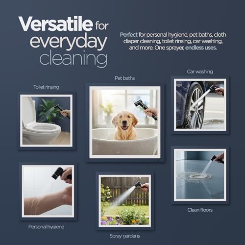 Handheld Bidet Sprayer for Toilet Baby Cloth Diaper Spraying Kit Bathroom Toilet Bidet Attachment Set for Bathing Pets and Feminine Hygiene Matte Black - color: Black Matte