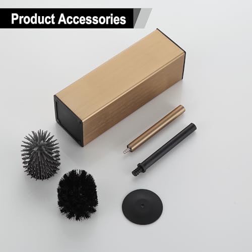 BGL Toilet Brush with Holder for Bathroom Matte Brushed Brass Aluminium Standing for Bathroom Toilet Bowl Cleaner Brush and Holder Set, Square Design - color: Matte Brushed Brass