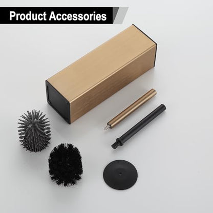 BGL Toilet Brush with Holder for Bathroom Matte Brushed Brass Aluminium Standing for Bathroom Toilet Bowl Cleaner Brush and Holder Set, Square Design - color: Matte Brushed Brass