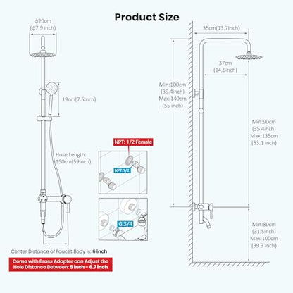 gotonovo Outdoor Shower Kit SUS304 Stainless Steel Brushed Nickel | Outside Shower Fixtures,8’’ Rain Head with Handheld Sprayer,Swivel Tub Spout,Indoor/Outdoor,Poolside,Backyard,Garden,Beach - color: Nickel