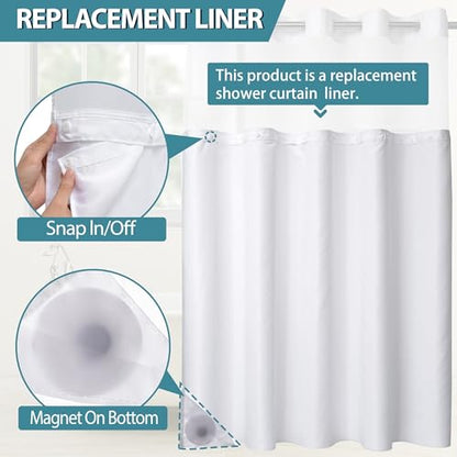 Conbo Mio 3 Pack Hotel Fabric Snap in Shower Curtain Liner Replacement Removable Water Repellent Liner for Bathroom Shower Curtain Liner 70W X 54H - size: 70"W x 54"L (Pack of 3)