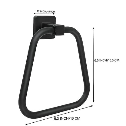 Towel Holder for Bathroom Wall Matte Black Towel Ring Stainless Steel Hand Towel Holder Heavy Duty Towel Hanger for Bath, Kitchen (Black) - color: Black