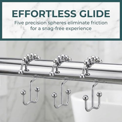 Shower Curtain Hooks Rings, Rust Resistant Metal Hangers Double Glide Shower Hooks Rings for Bathroom Rods Curtains, 12 PCS, Silvery - color: Silvery, size: 12 PCS
