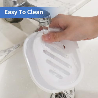 Topsky Soap Dish for Shower, 2pcs Soap Dishes Soap Savers for Bar Soap, Soap Bar Holder Shower with Drip Tray, Plastic Soap Holders with Drain for Kitchen Sink, Easy to Clean, Dry,White - color: White