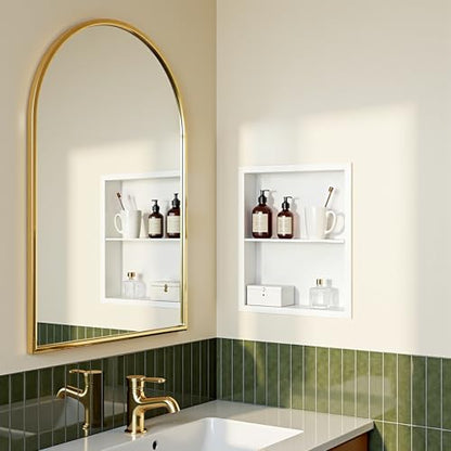 Stainless Steel Recessed Medicine Cabinet Bathroom Medicine Wall Niche Shower Niche Space-Saving Recessed Storage Cabinet Adjustable Shelf Matte Finish (White, 18" H x 14" W) - color: White, size: 18"H x 14"W