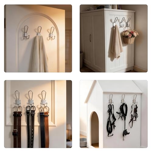 WEBI Coat Hooks Wall Mount,5 mm Thick,10 Large Triple Hooks,Heavy Duty Metal Backpack Wall Hooks for Hanging Clothes,Robe,Towel,Closet,Farmhouse,Mudroom,Silver - color: Silver