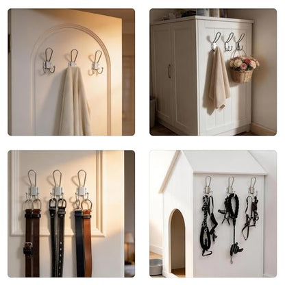 WEBI Coat Hooks Wall Mount,5 mm Thick,10 Large Triple Hooks,Heavy Duty Metal Backpack Wall Hooks for Hanging Clothes,Robe,Towel,Closet,Farmhouse,Mudroom,Silver - color: Silver