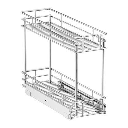 Pull Out Spice Rack Cabinet Organizer, 3 Tier Heavy Duty Slide Out Wood Shelf for Narrow Cabinet, Pull Out Storage for Kitchen (5½" W x 21½" D, 2 Tier) - size: 5½" W x 21½" D, 2 Tier