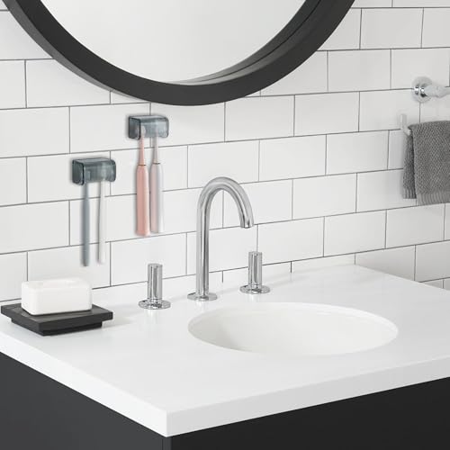 2 PCS Wall-Mounted Toothbrush Holder with Cover, 2-Slot Organizer for Bathroom, Shower, Dorm, Cabinet (Clear) - color: 2pack