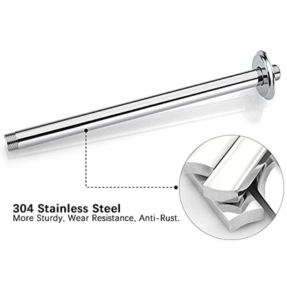 12 Inch Chrome Ceiling Mounted Shower Arm for Rain Shower Head | Shower arm and flange - color: Polished Chrome, size: 12 Inches