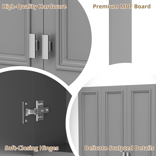 Marzzi 36" x 28" Bathroom Medicine Cabinet with Open Shelf | Wall Mounted Bathroom Storage Cabinet with Adjustable Shelves, Over The Toilet Wall Cabinet, Painted Finish - color: Grey