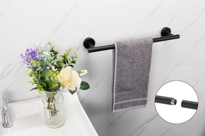 TocTen Bath Towel Bar - Thicken SUS304 Stainless Steel Bathroom Towel Holder, Towel Rod for Bathroom Heavy Duty Wall Mounted Towel Rack Hanger (18IN, Matte Black) - color: Black, size: 18IN