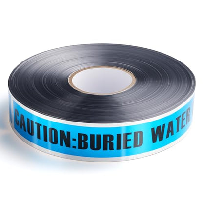 Detectable Buried Line Caution Tape – 2" x 1000 ft, 5 Mil Utility Marking Tape – Durable Underground Safety Tape for Line Warning (Water)