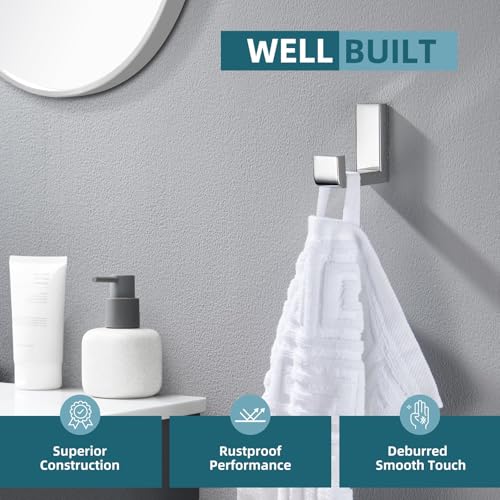 Angle Simple Towel Hook Polished Chrome, Bathroom Coat Robe Holder | Solid SUS304 Stainless Steel, L Shape Compact Wall Hook for Dishtowel Hat Umbrella Bag Shirt, Screw Mount - color: Polished Chrome, size: 1 Pack