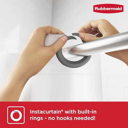 Rubbermaid Frosty No Hook 3-in-1 Shower Curtain, Waterproof Heavyweight 8g PEVA Instacurtain for Bathroom with Weighted Magnets and Charcoal Gray Built-in Rustproof Rings, 71” x 74”, Frosty - color: Frosty, size: 71"W x 74"L (Pack of 1), style: Without St