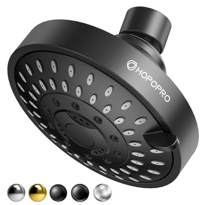 High Pressure Shower Head, HOPOPRO 5-Mode Fixed Showerhead, NBC Recommended | The Washington Post, NBC News, Today TV Show Recommended, Consumer Reports Tested High Flow Fixed Shower Head (4 Inch Black) - color: Matte Black, style: 4 Inch Modern