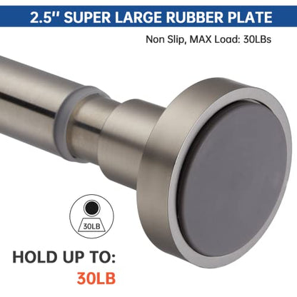 Shower Curtain Rod Tension- Never Rust No Drill Non-Slip Spring Tension Shower Rod, 43-73 inches 304 Stainless Steel, Brushed Nickel - color: Brushed Nickel, size: 43-73 Inches