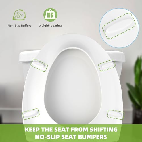 Toilet Seat Elongated with Slow Close Hinges, Universal Oval Fit, White | Compatible with TOTO/Kohler/Gerber/American Standard, Four Bumpers Never Loosen, Two Sets Toilet Bolts and Nuts, - style: Universal Elongated Fit