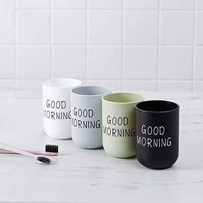 SITAKE 4 Pcs Bathroom Tumblers Cups, Unbreakable Reusable Toothbrush Holders, Eco-Friendly Plastic Drinking Cups for Water, Coffee, Milk, Juice, Tea(4 Colors)