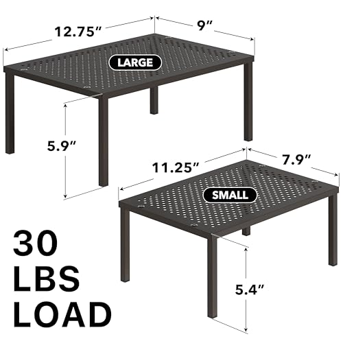 Simple Houseware Cabinet Counter Shelf Organizer w/Steel Surface, Bronze | Expandable & Stackable 9" D x 12.75" W x 5.9" H - color: Bronze