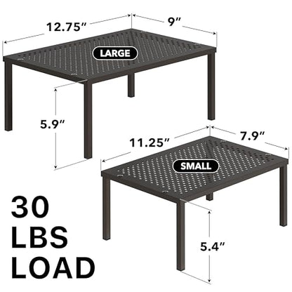 Simple Houseware Cabinet Counter Shelf Organizer w/Steel Surface, Bronze | Expandable & Stackable 9" D x 12.75" W x 5.9" H - color: Bronze