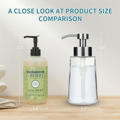 Glass Soap Dispenser 16oz Hand Soap Dispenser Brushed Nickel | Large Capacity, Liquid Soap Pump(No foaming), with Rust Proof Pump Waterproof Labels, Hand Soap for Bathroom, Kitchen, 2 Sets - color: Brushed Nickel