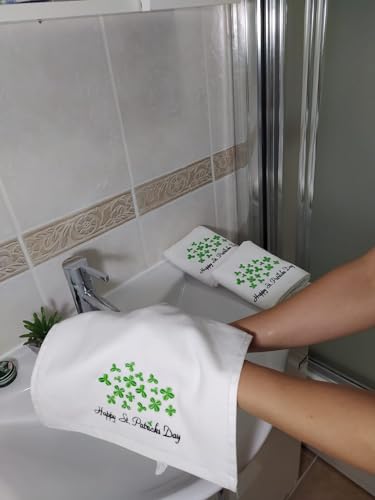 Generic Happy St. Patrick's Day 3-Pack Ultra Soft Highly Absorbent Fingertip Hand Towels.Quick-Drying Hand Towels. Embroidered Premium Luxury Towels.Terry Velour Bath & Kitchen Towels., Small - color: St. Patrick's Day 1