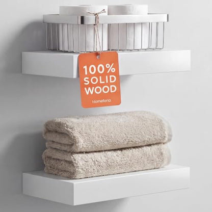 White Floating Shelf 12 inch, High End Solid Real Wood Small 12inch Floating Shelves for Wall Mounted, White Wooden 12 in Floating Shelves, Heavy Duty Bracket, 12 X 6.5 X 1.75 inch, Set of 2 - color: Classic White - Soft Neutral Satin, size: 12 inch