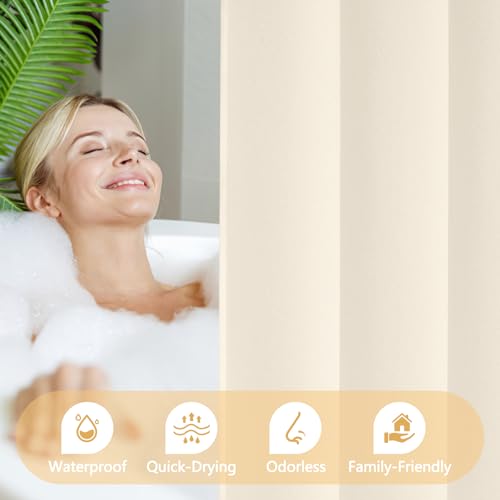 Seenus Waterproof Soft Microfiber Shower Curtain TPU Backed Lightweight, 72 x 78 Inch Extra Long Cream Washable Shower Curtain Liner with Magnets, 2 in 1 Hotel Quality Cloth Bathroom Shower Curtain - color: Cream, size: 72"W x 78"L (Pack of 1)