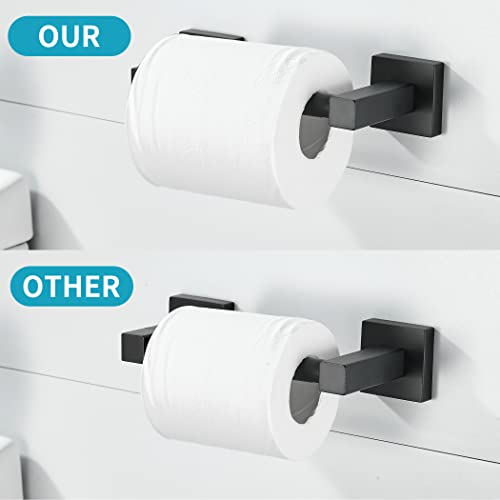 WOLIBEER Black Toilet Paper Holder Towel Ring, Matte Bathroom Hand Towel Holder Toilet Roll Holder, Modern Bath Hardware Set Wall Mounted Stainless Steel 2 Pieces - color: Black