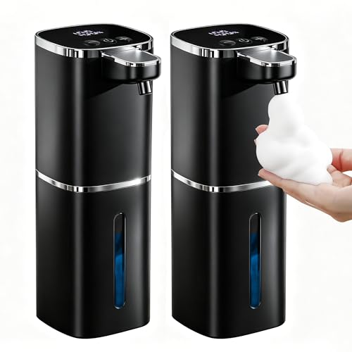 Automatic Foaming Soap Dispenser, Touchless Rechargeable | 13.5oz/400mL, with 9 Foam Levels, IPX5 Waterproof, Hands Free for Kitchen Sink & Bathroom - color: Black Foam