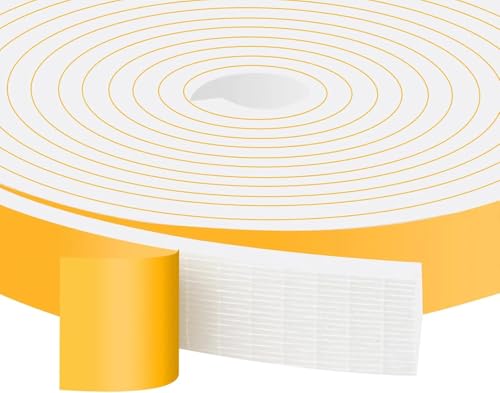Foam Weather Stripping for Garage Door & AC 1x1/4in, Medium Gaps | Strong Adhesive, Blocks Drafts, Reduces Noise & Vibration, High Density, Closed Cell Foam Insulation, Removable, No Residue - color: White, size: 1 In x 1/4 In x 16.5Ft