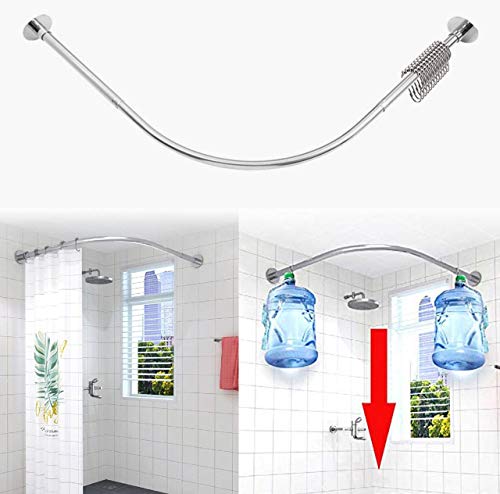 Corner Shower Curtain Rod Adjustable Stainless Steel L Shaped Rack Drill Free Install for Bathroom, Bathtub, Clothing Store (27"-39"x27"-39")