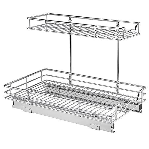 HOLDN’ STORAGE Under Sink Organizers and Storage, 11" W x 21" D x 15" H | 2-Tier Under-Sink Organizer, Full-Extension Slides, Keeps Cleaning Supplies, Bottles & Essentials Easy To Reach - size: 11" W x 21" D