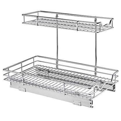 HOLDN’ STORAGE Under Sink Organizers and Storage, 11" W x 21" D x 15" H | 2-Tier Under-Sink Organizer, Full-Extension Slides, Keeps Cleaning Supplies, Bottles & Essentials Easy To Reach - size: 11" W x 21" D